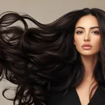 Smooth and glossy long hair with frizz control, deep nourishment and silky texture after professional hair botox treatment