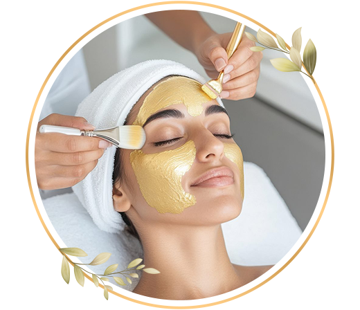 24K gold facial treatment for glowing skin, smooth texture and natural radiant shine