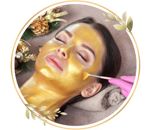 Gold mask detan session for face and neck at TrendMi Salon improving skin brightness and freshness.