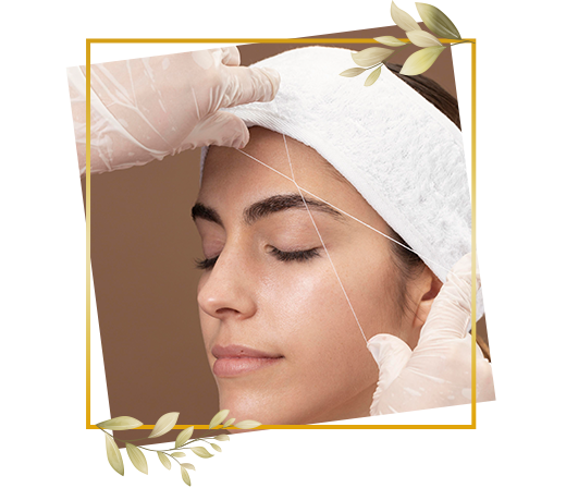 Women’s eyebrow threading at TrendMi Salon for clean shaping and defined brow structure.
