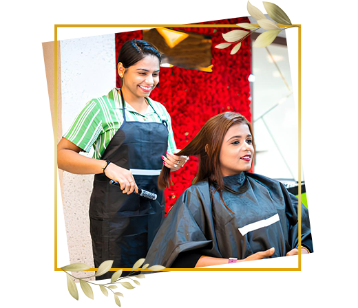 Customer enjoying expert hair care service at TrendMi Salon with careful cutting and styling.