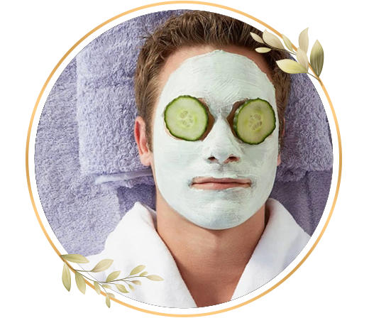Men detan face and neck treatment with green mask for glowing, healthy skin at TrendMi Salon