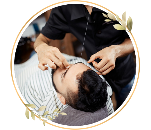 Clean and defined facial features come with men threading that removes fine hair and keeps skin neat and smooth at TrendMi Salon
