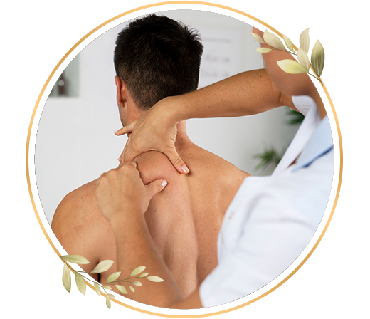 Men neck shoulder massage with reflexology technique, tension relief and relaxing salon care