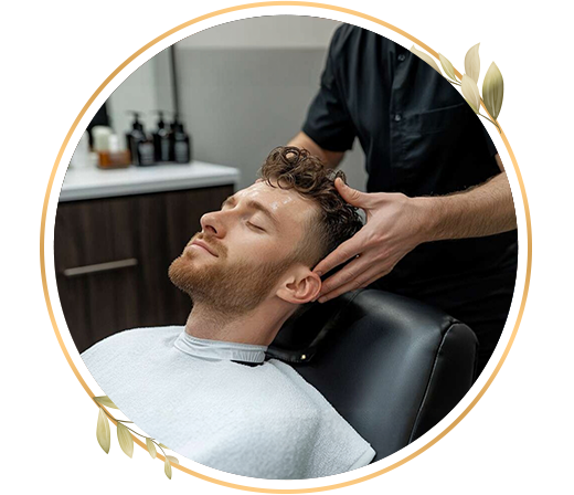 Professional mixed oil head massage for stress relief, hair nourishment and scalp relaxation at TrendMi salon